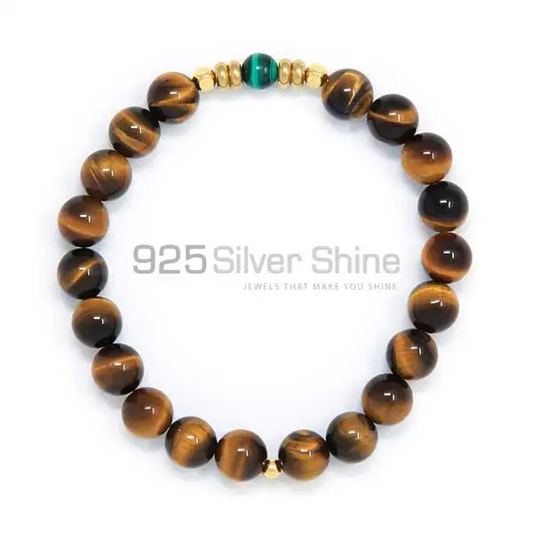 Genuine Tiger's Eye-Beadschite Gemstone Beads Bracelets 925BB235