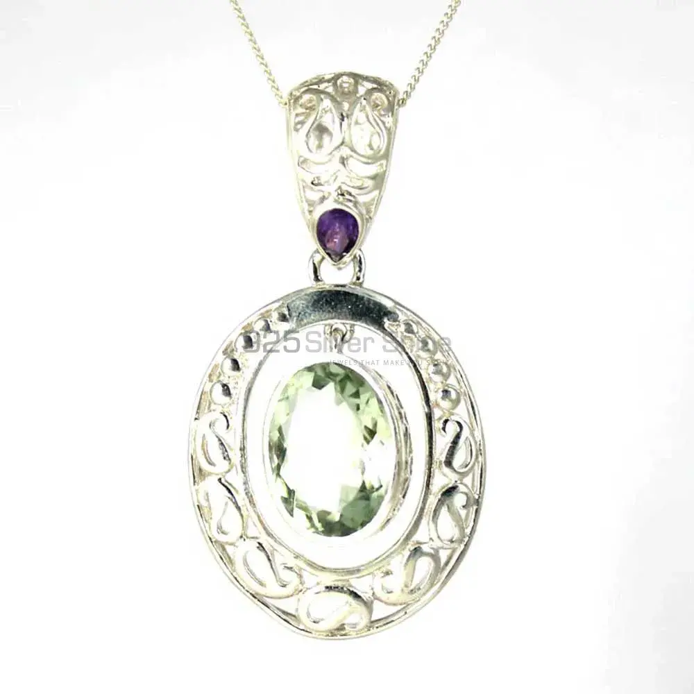 Green Amethyst Gemstone Pendants In Fine Sterling Silver Jewelry 925SP242-2_0
