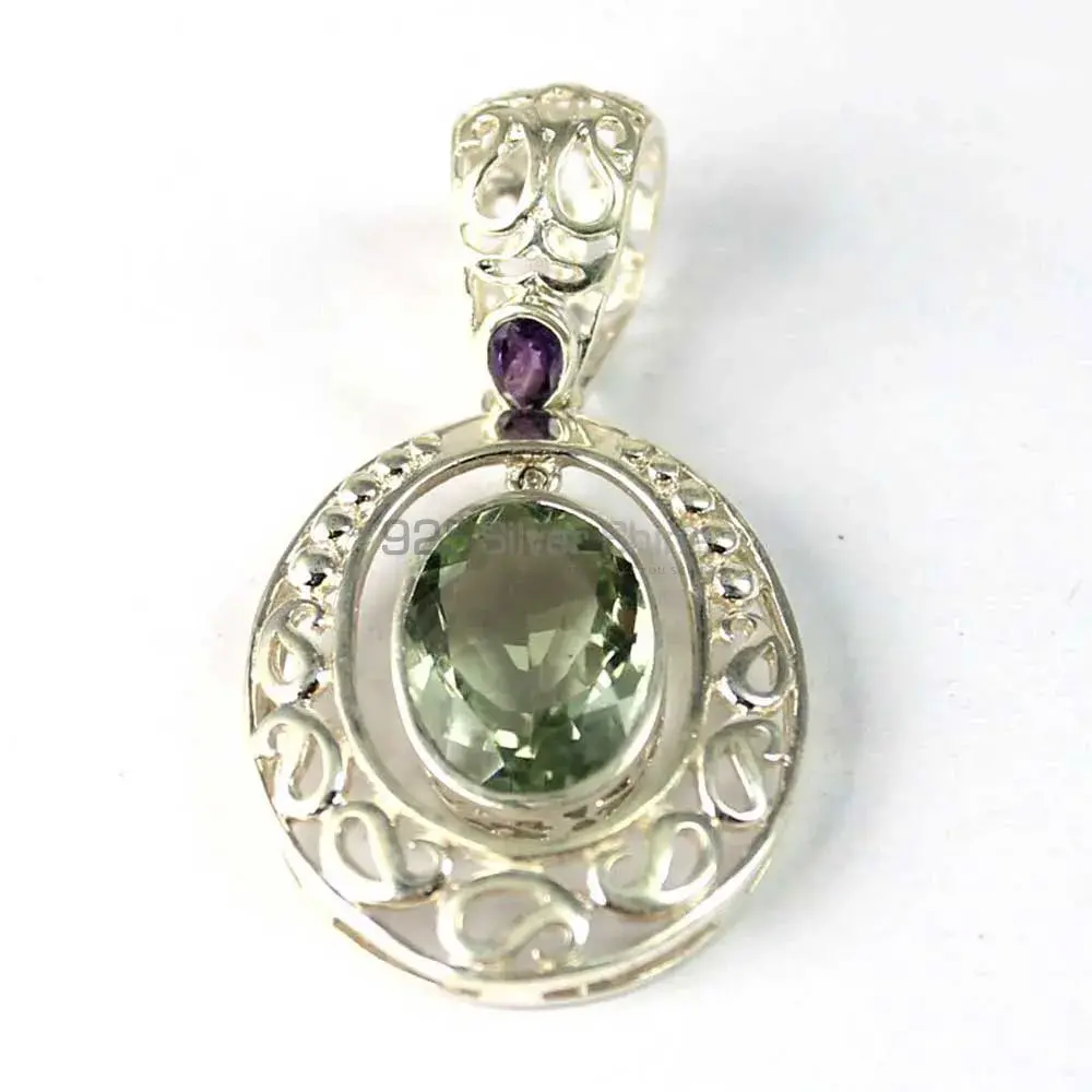 Top Quality Green Amethyst Gemstone Pendants Wholesaler In Fine Sterling Silver Jewelry 925SP242-2_0