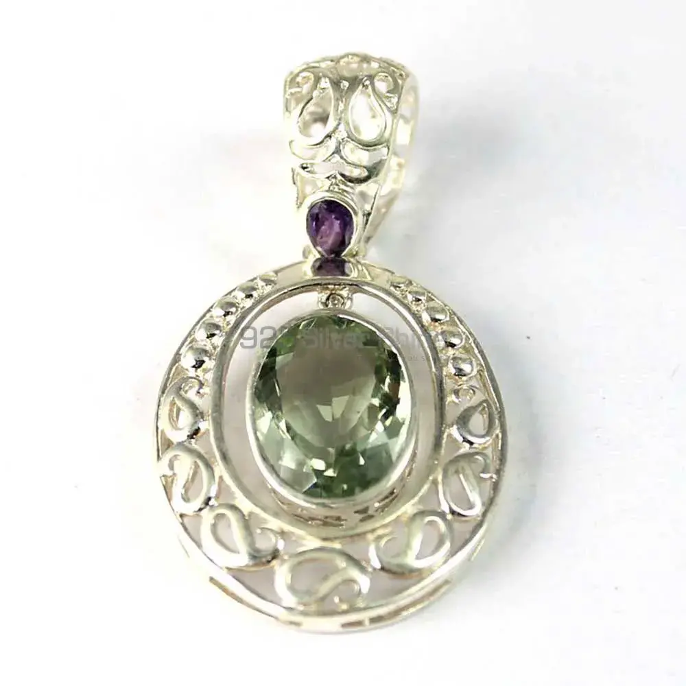 Green Amethyst Gemstone Pendants In Fine Sterling Silver Jewelry 925SP242-2_1