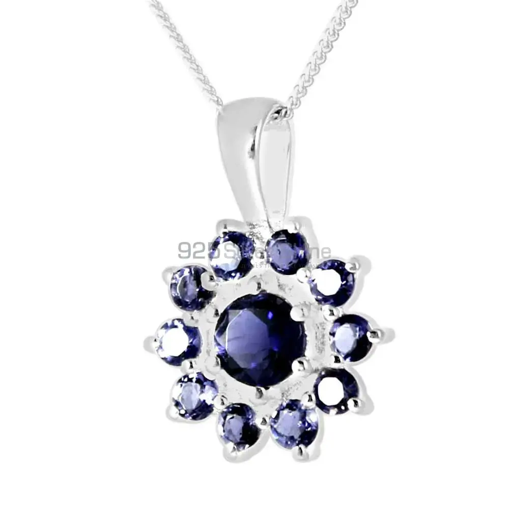 Top Quality Iolite Gemstone Pendants Exporters In 925 Solid Silver Jewelry 925SP250-12