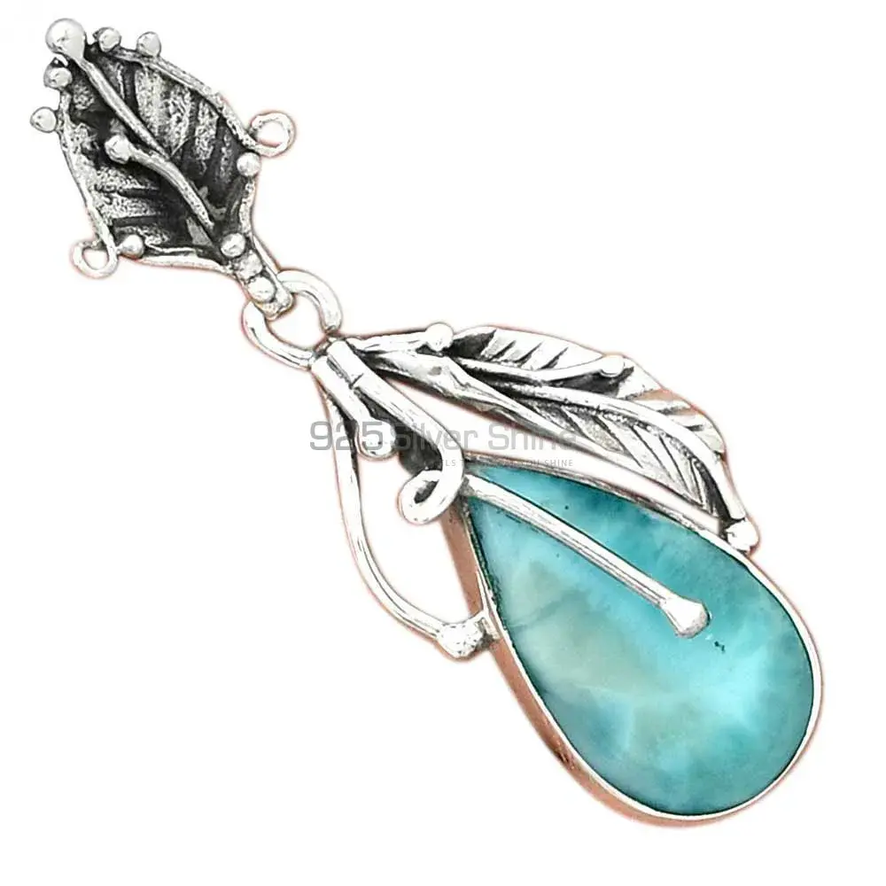 Top Quality Larimar Gemstone Pendants Suppliers In 925 Fine Silver Jewelry 925SP082-2
