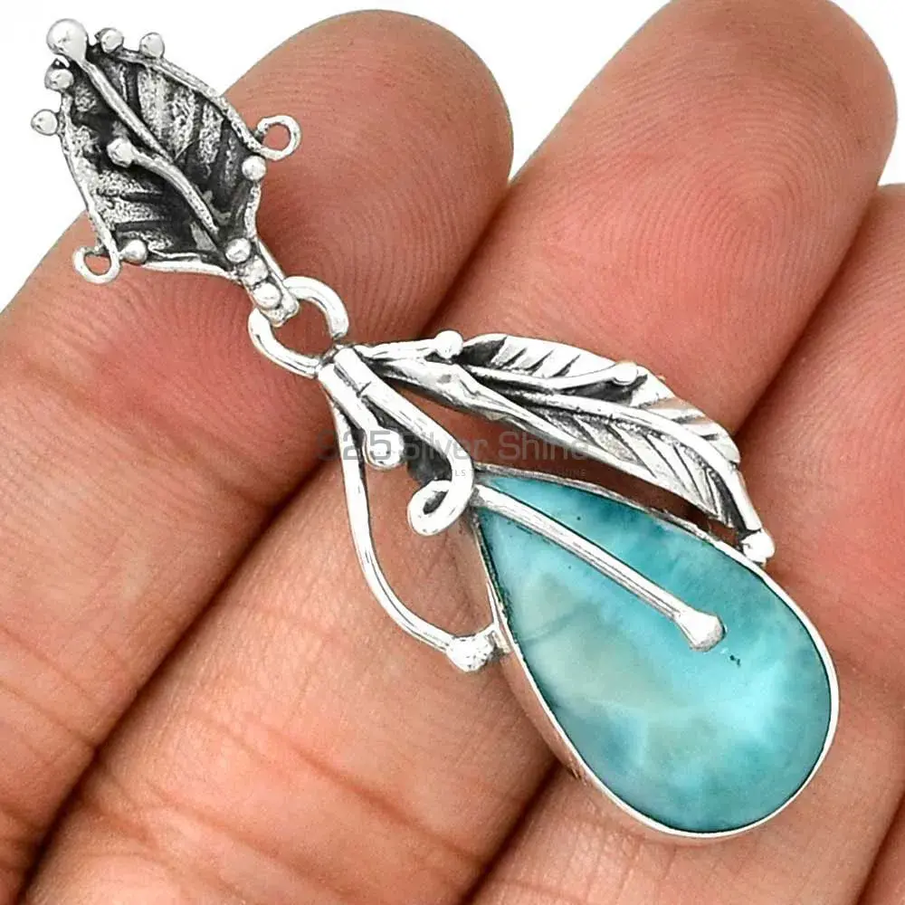 Top Quality Larimar Gemstone Pendants Suppliers In 925 Fine Silver Jewelry 925SP082-2_0