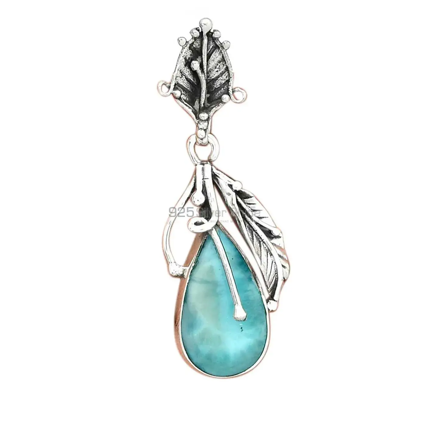 Top Quality Larimar Gemstone Pendants Suppliers In 925 Fine Silver Jewelry 925SP082-2_1