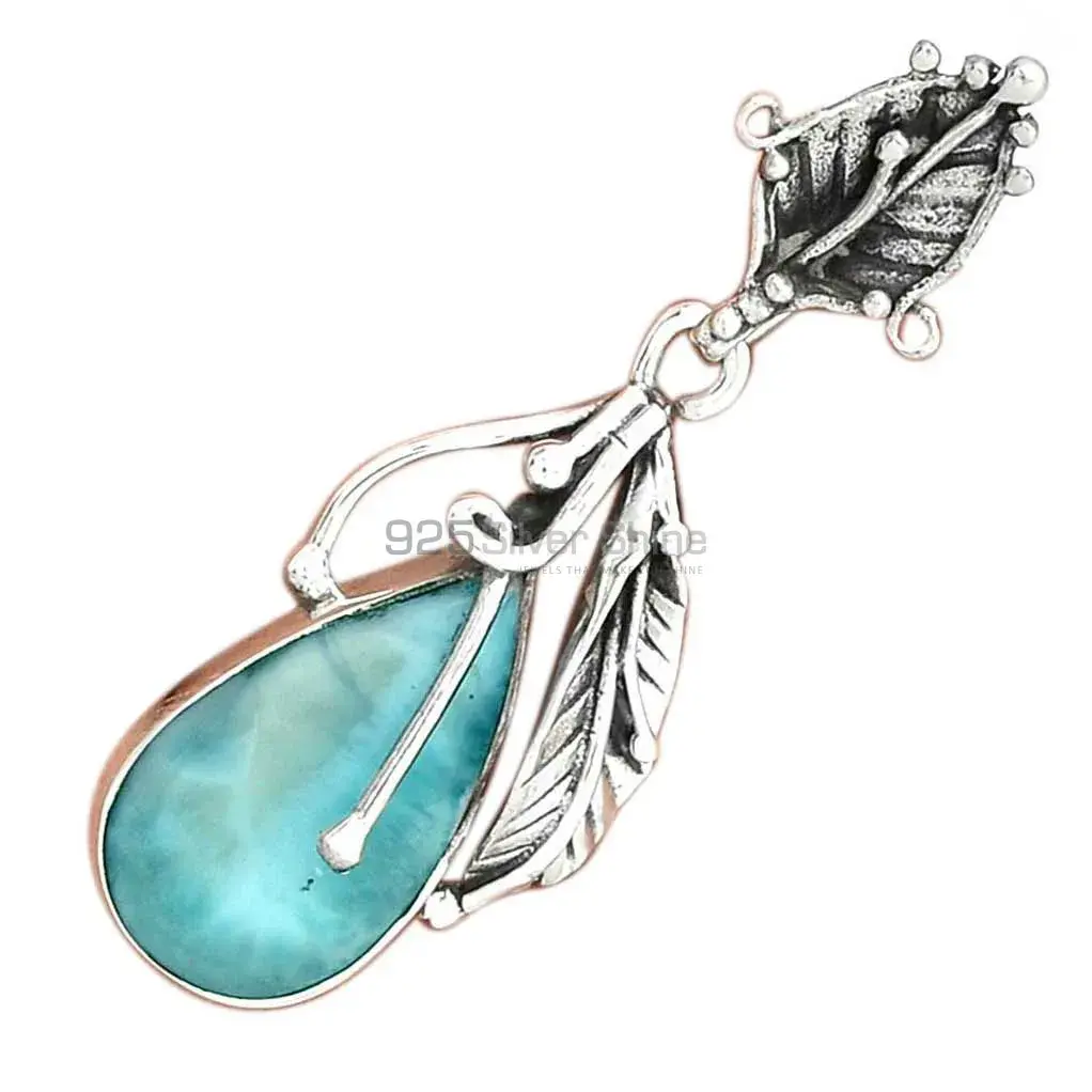 Top Quality Larimar Gemstone Pendants Suppliers In 925 Fine Silver Jewelry 925SP082-2_2
