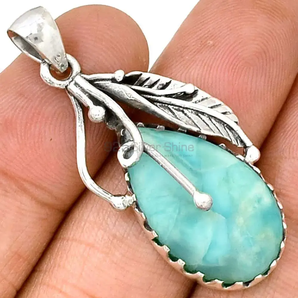 Top Quality Larimar Gemstone Pendants Suppliers In 925 Fine Silver Jewelry 925SP082-2_3
