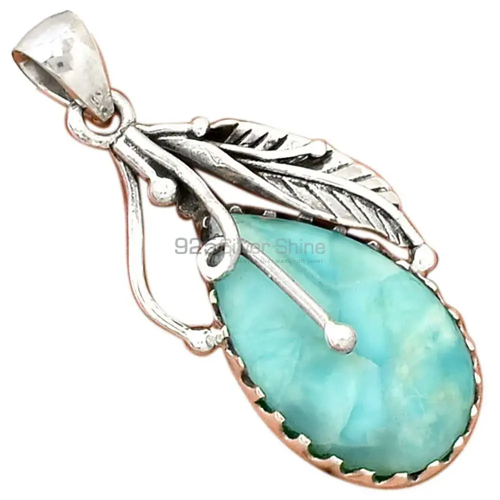Top Quality Larimar Gemstone Pendants Suppliers In 925 Fine Silver Jewelry 925SP082-2_5