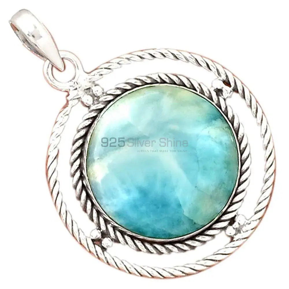 Top Quality Larimar Gemstone Pendants Wholesaler In Fine Sterling Silver Jewelry 925SP099-1