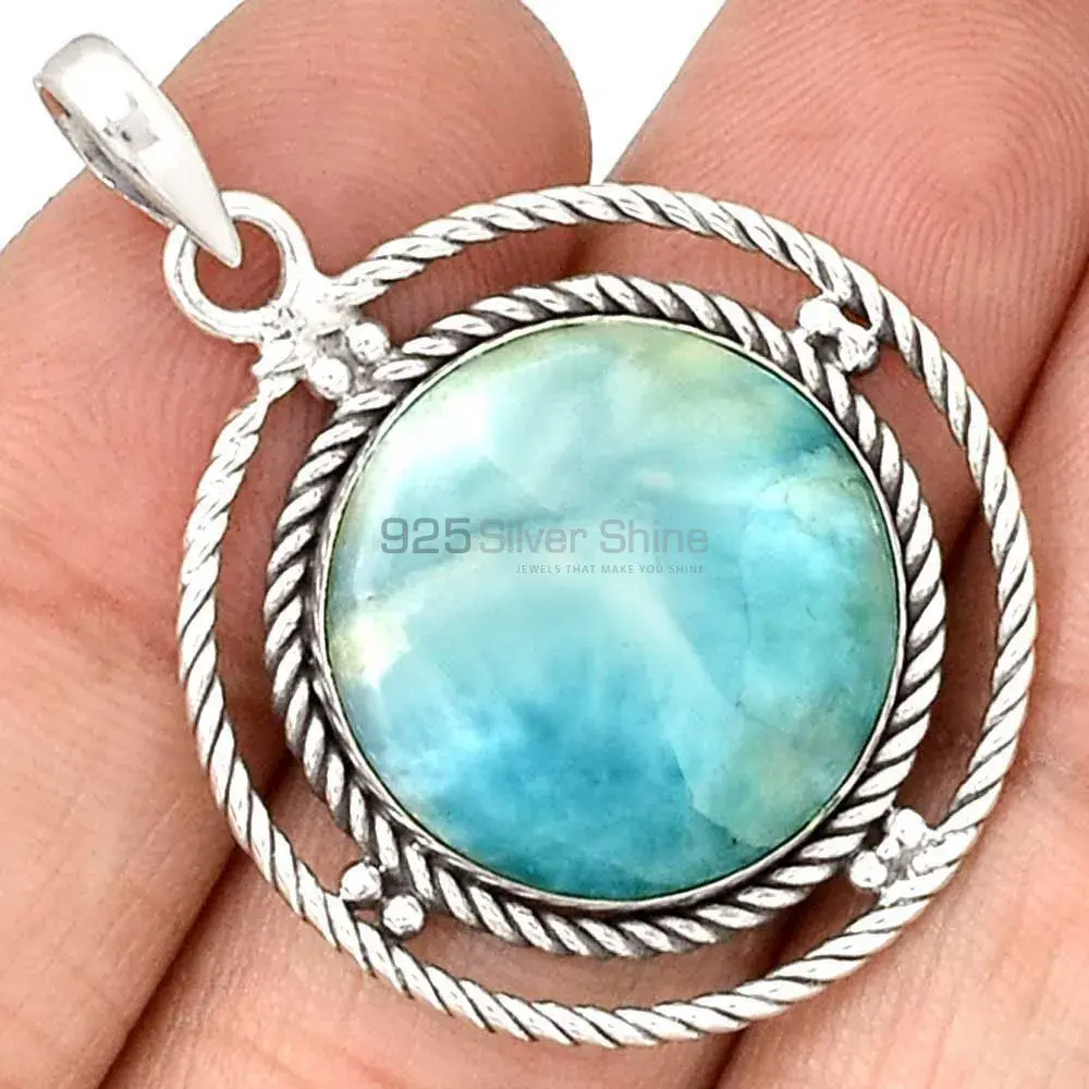 Top Quality Larimar Gemstone Pendants Wholesaler In Fine Sterling Silver Jewelry 925SP099-1_0