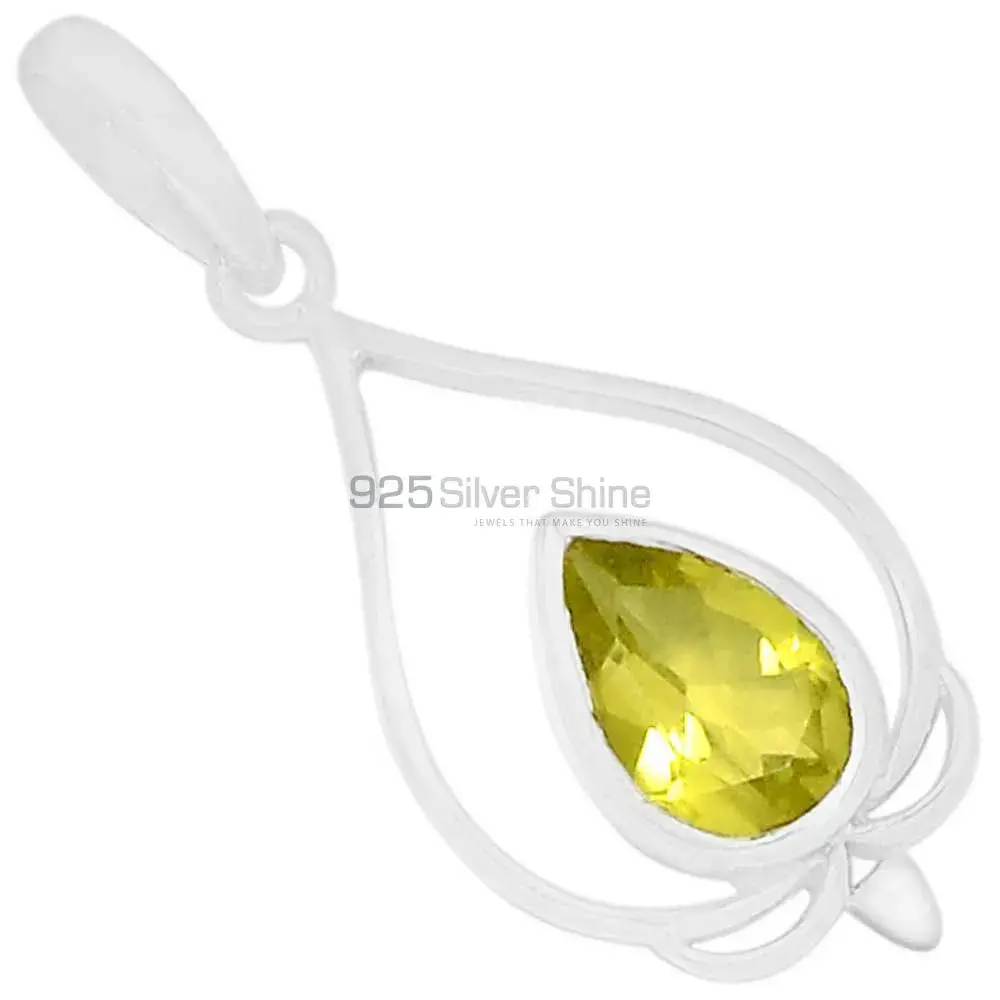 Top Quality Lemon Quartz Gemstone Pendants Exporters In 925 Solid Silver Jewelry 925SP274-6