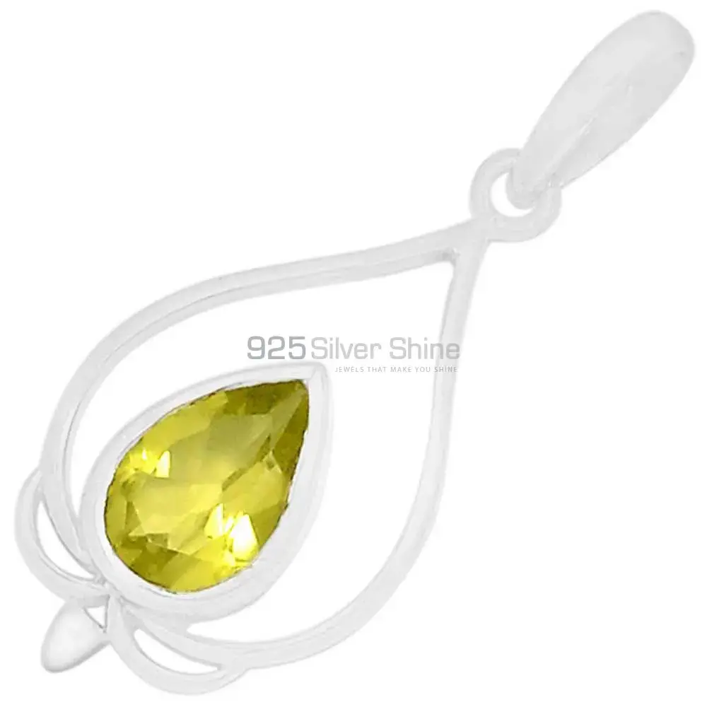 Top Quality Lemon Quartz Gemstone Pendants Exporters In 925 Solid Silver Jewelry 925SP274-6_0