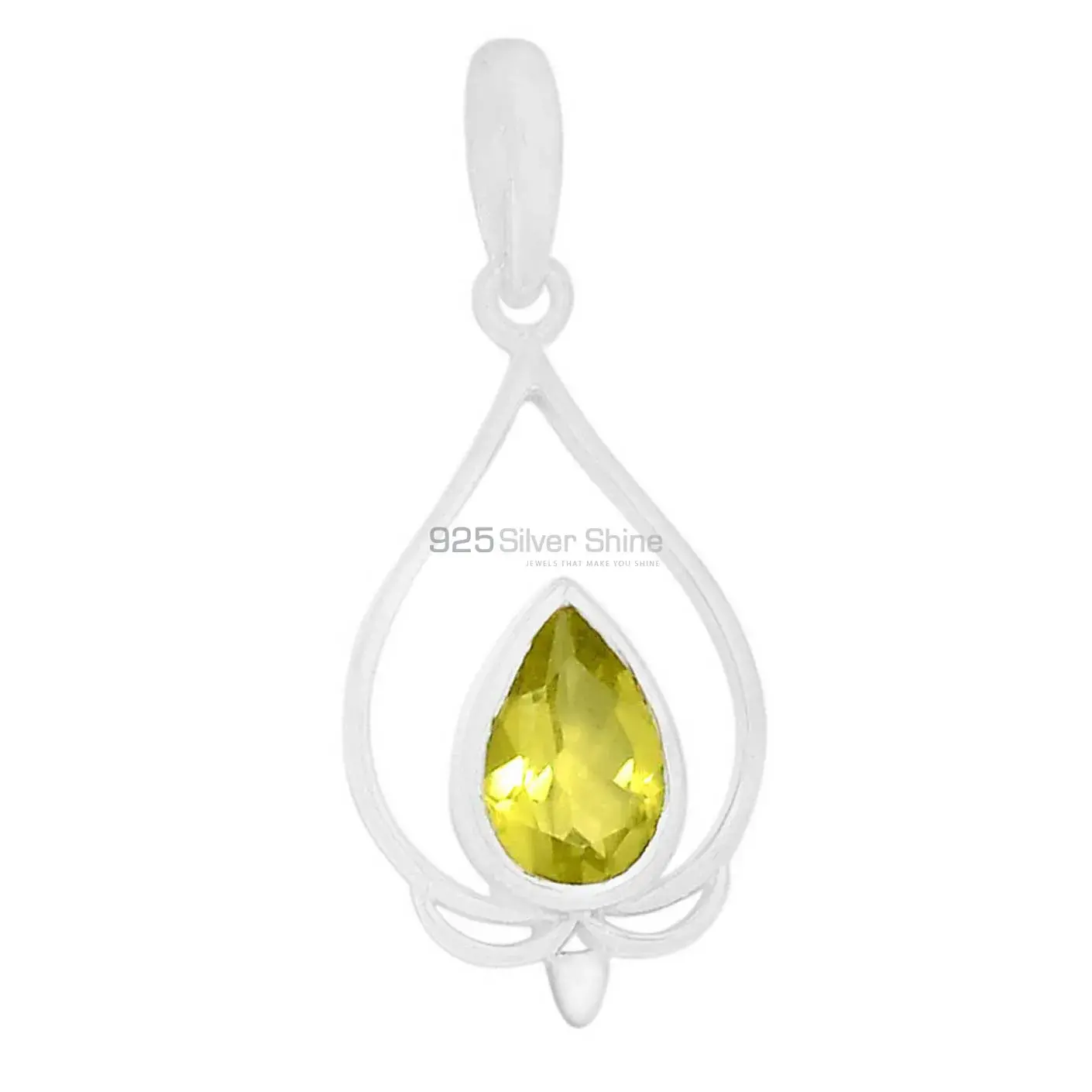 Top Quality Lemon Quartz Gemstone Pendants Exporters In 925 Solid Silver Jewelry 925SP274-6_1