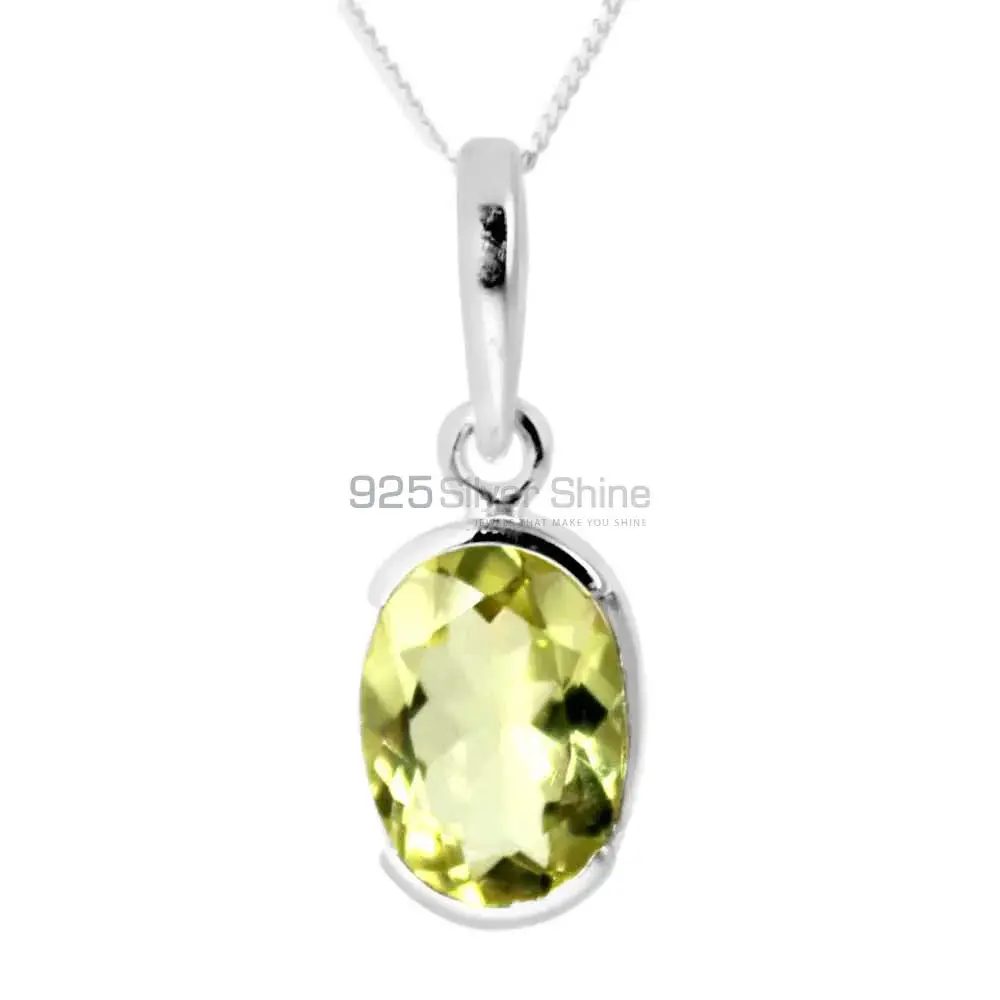 Top Quality Lemon Quartz Gemstone Pendants Suppliers In 925 Fine Silver Jewelry 925SP251-6