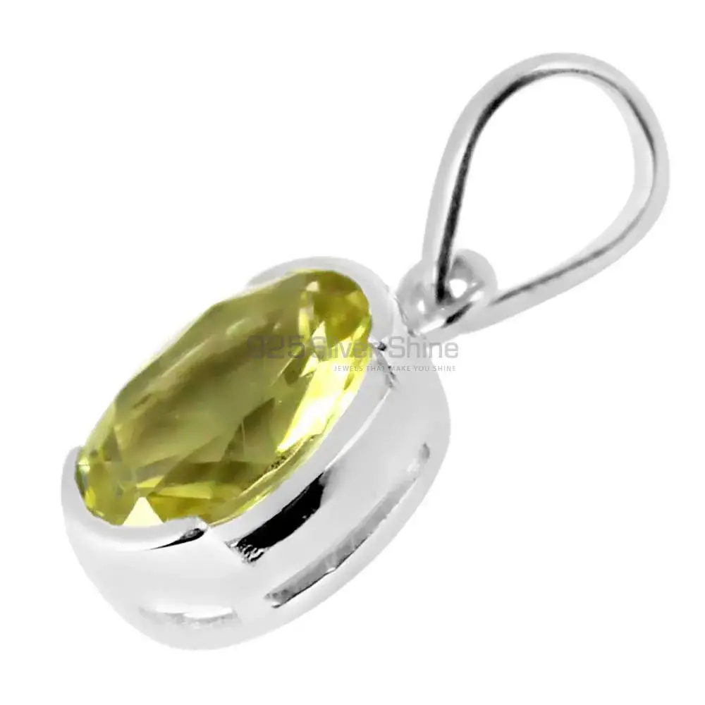 Top Quality Lemon Quartz Gemstone Pendants Suppliers In 925 Fine Silver Jewelry 925SP251-6_0