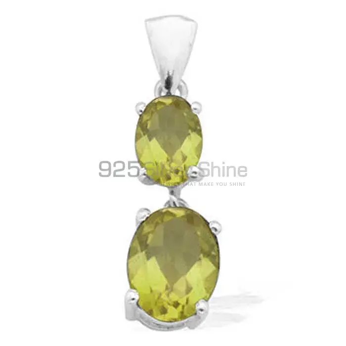 Top Quality Lemon Quartz Gemstone Pendants Wholesaler In Fine Sterling Silver Jewelry 925SP1548
