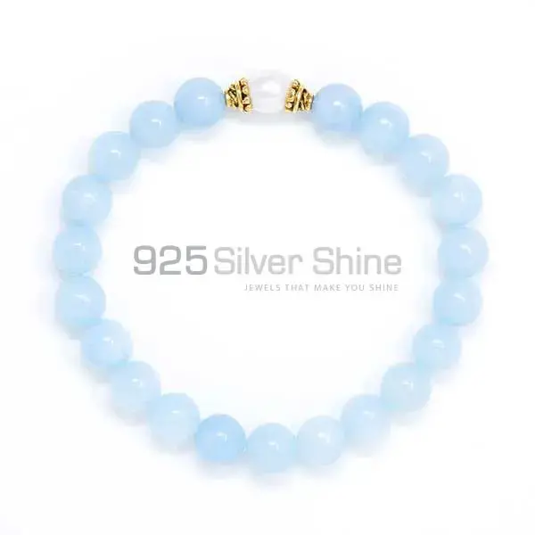 Aquamarine-Pearl Gemstone Beads Bracelets 925BB124