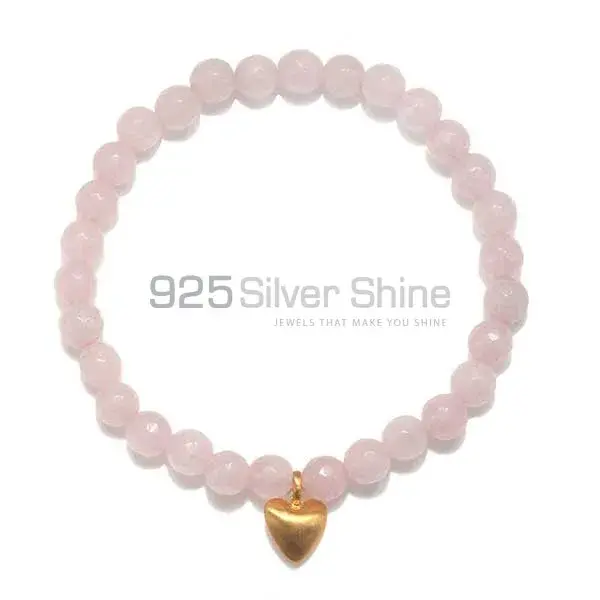 Top Quality Loose Rose Quartz Gemstone Beads Bracelets 925BB206