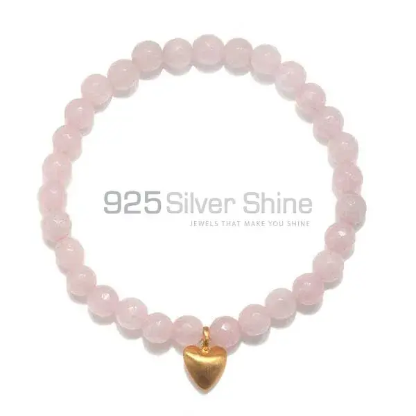 Rose Quartz Gemstone Beads Bracelets 925BB206