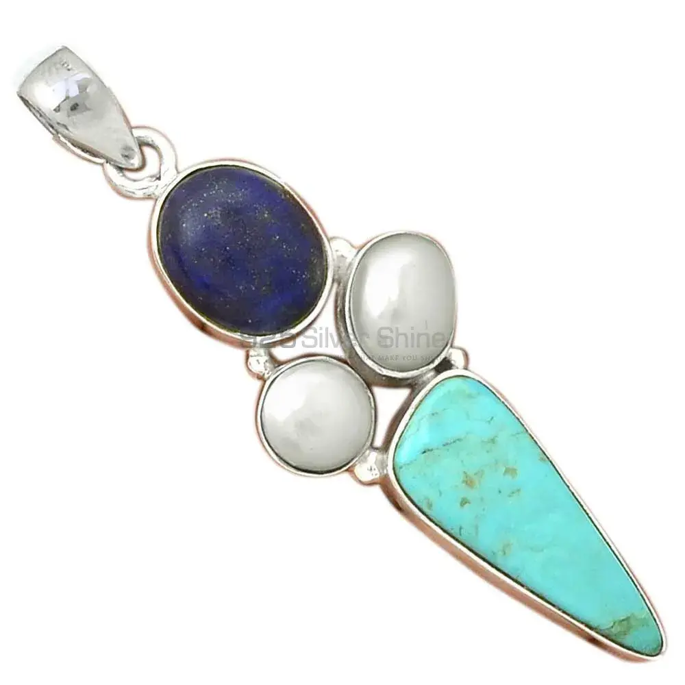 Top Quality Multi Gemstone Handmade Pendants In 925 Sterling Silver Jewelry 925SP071-5