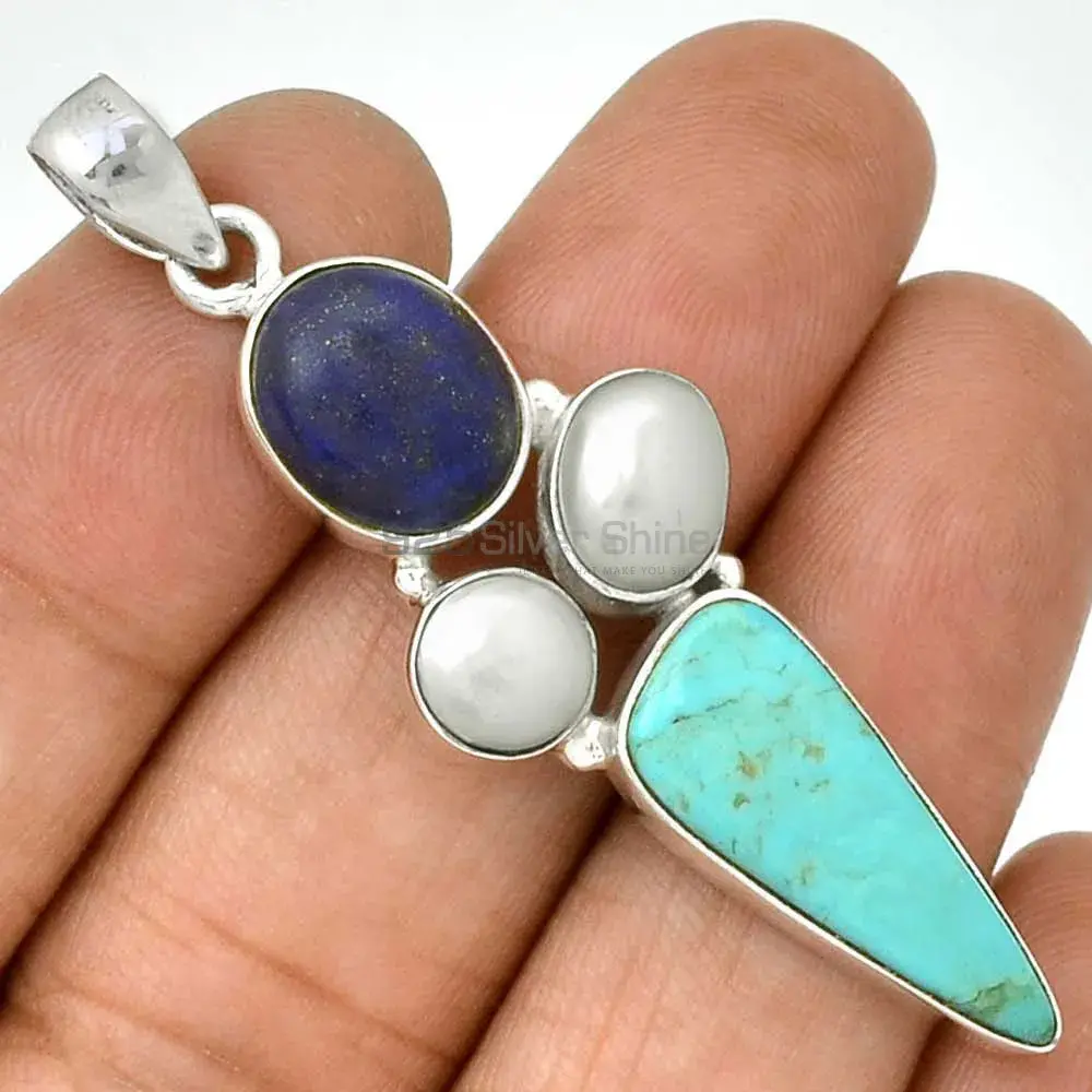 Top Quality Multi Gemstone Handmade Pendants In 925 Sterling Silver Jewelry 925SP071-5_0