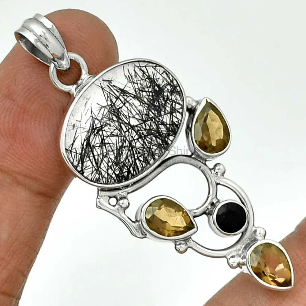 Top Quality Multi Gemstone Handmade Pendants In 925 Sterling Silver Jewelry 925SP092-4_0