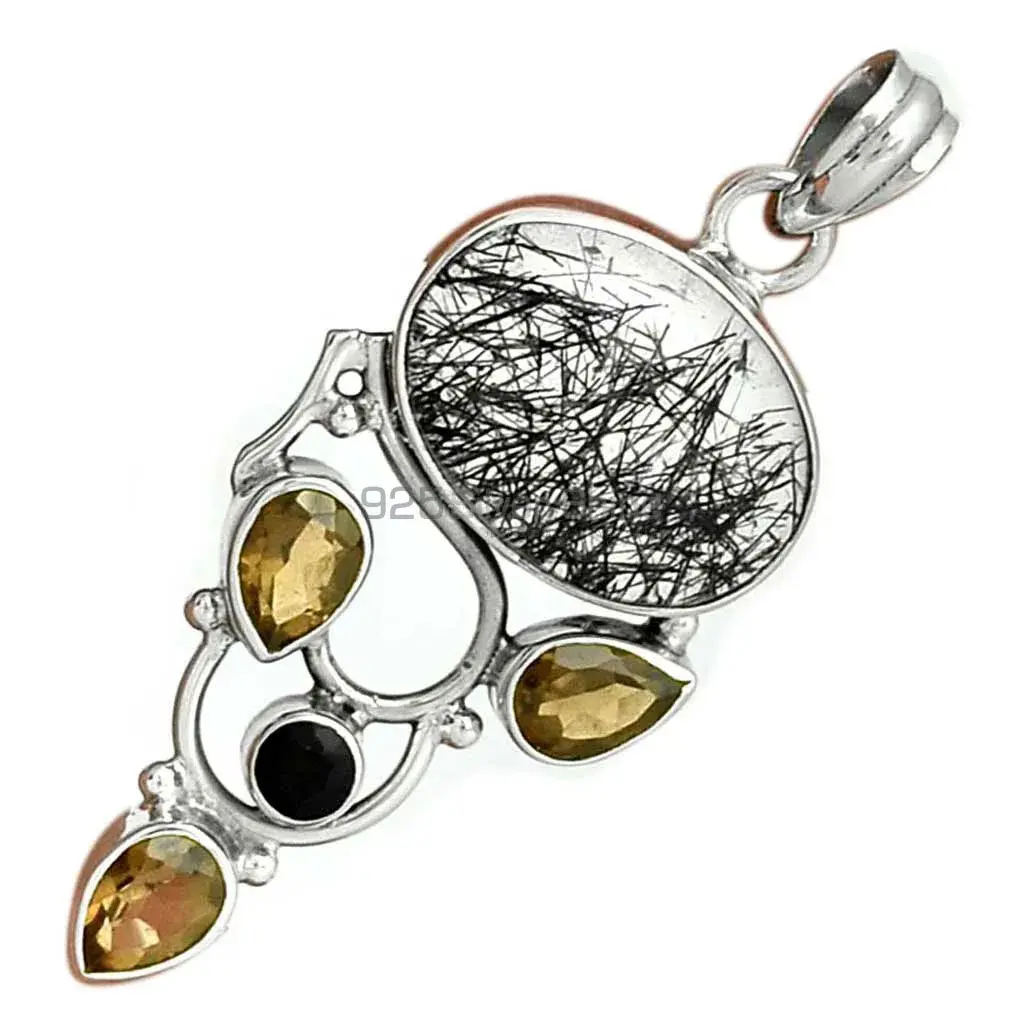 Multi Gemstone Handmade Pendants In 925 Sterling Silver Jewelry 925SP092-4_3