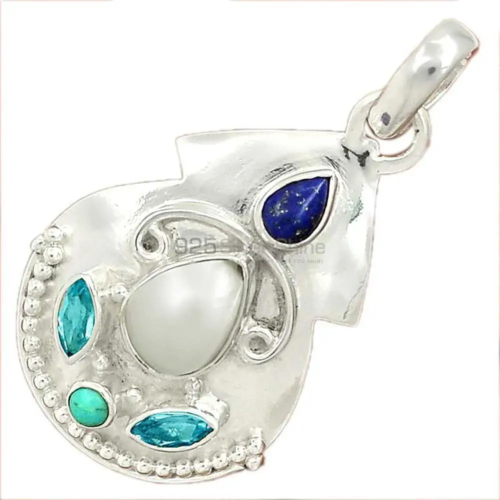 Top Quality Multi Gemstone Handmade Pendants In 925 Sterling Silver Jewelry 925SP58-1