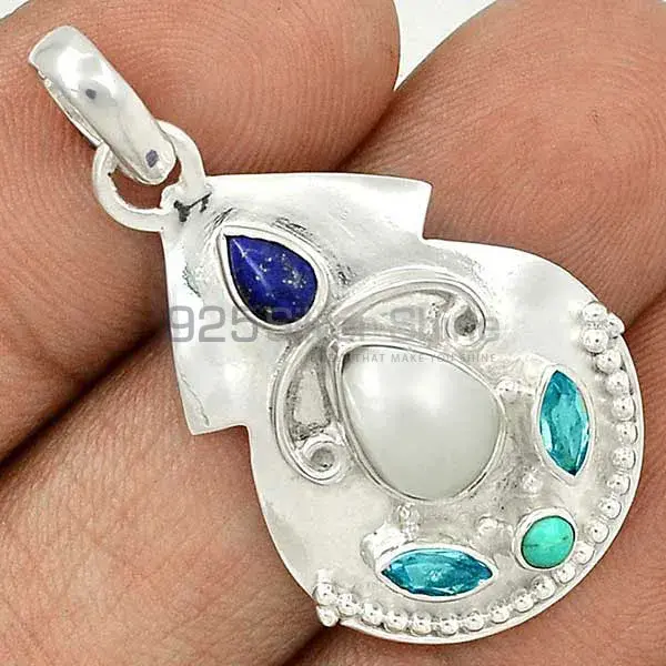 Top Quality Multi Gemstone Handmade Pendants In 925 Sterling Silver Jewelry 925SP58-1_0