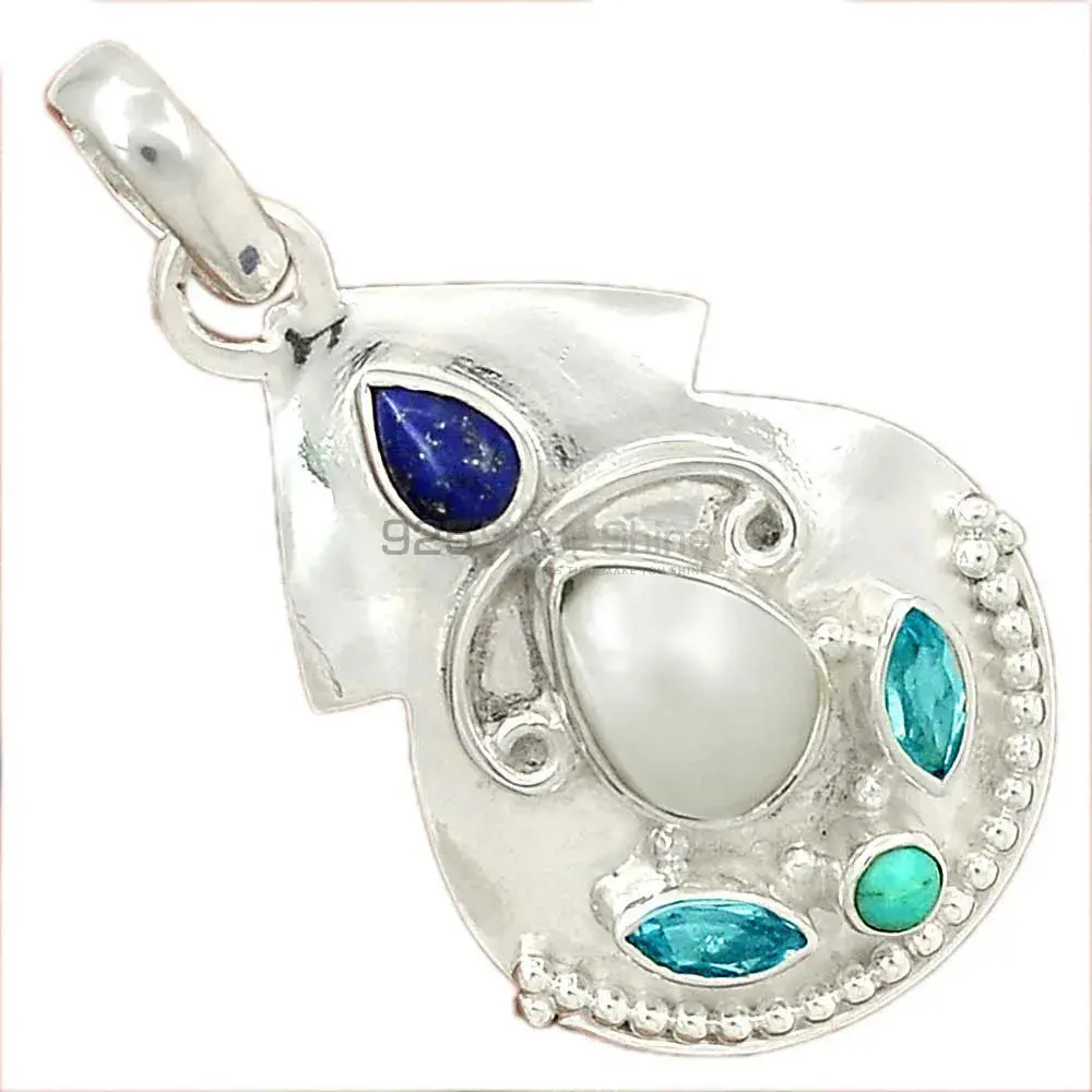 Top Quality Multi Gemstone Handmade Pendants In 925 Sterling Silver Jewelry 925SP58-1_1