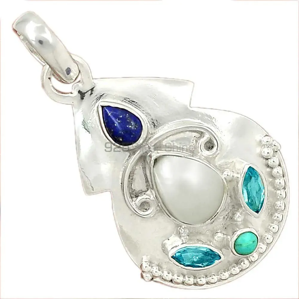 Multi Gemstone Handmade Pendants In 925 Sterling Silver Jewelry 925SP58-1_2