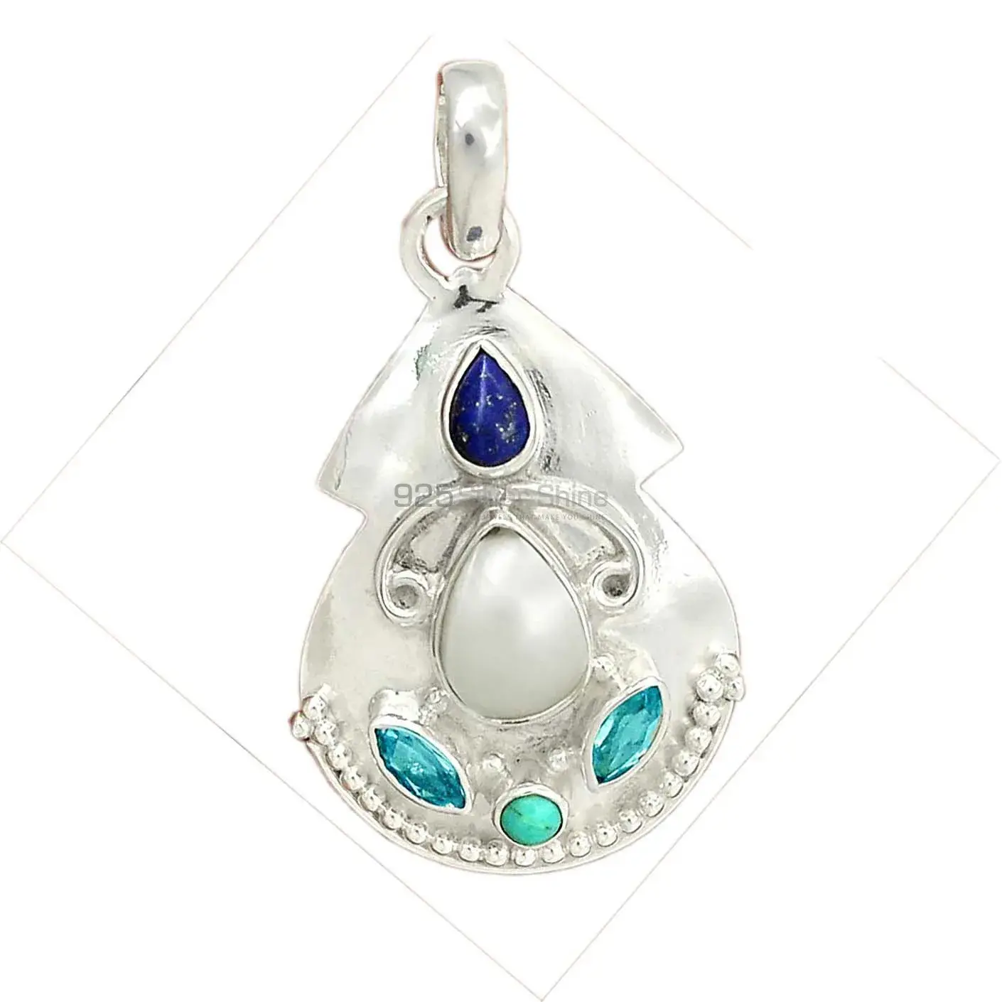 Top Quality Multi Gemstone Handmade Pendants In 925 Sterling Silver Jewelry 925SP58-1_2