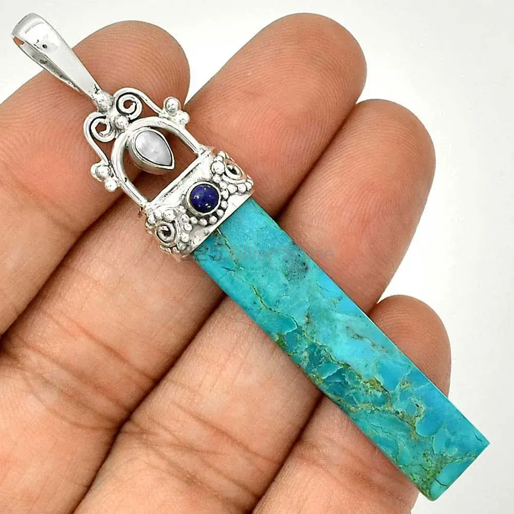 Multi Gemstone Pendants In 925 Solid Silver Jewelry 925SP28-3_1