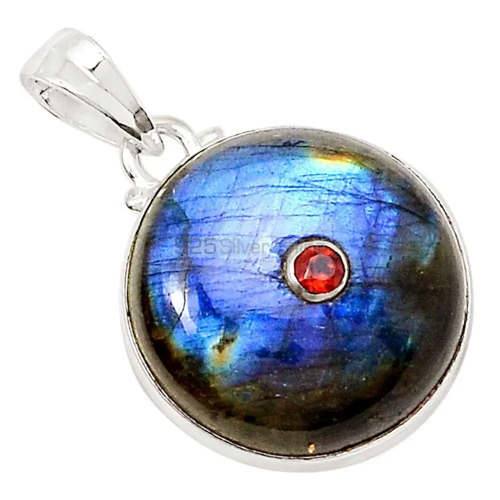 Multi Gemstone Pendants In 925 Solid Silver Jewelry 925SP70-6