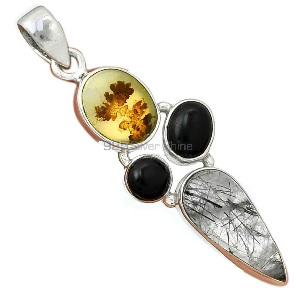 Multi Gemstone Pendants In 925 Fine Silver Jewelry 925SP071-4_0
