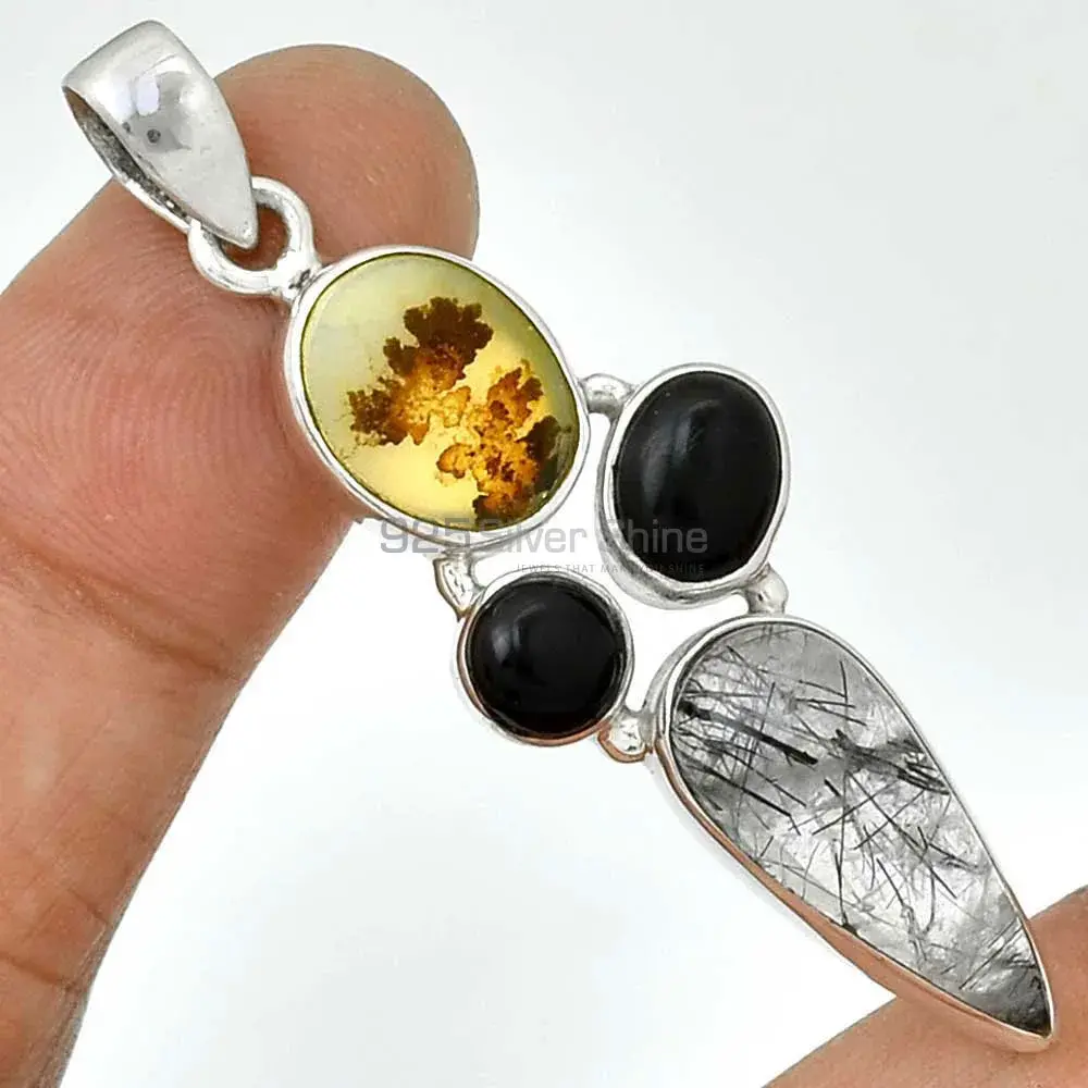 Multi Gemstone Pendants In 925 Fine Silver Jewelry 925SP071-4_1