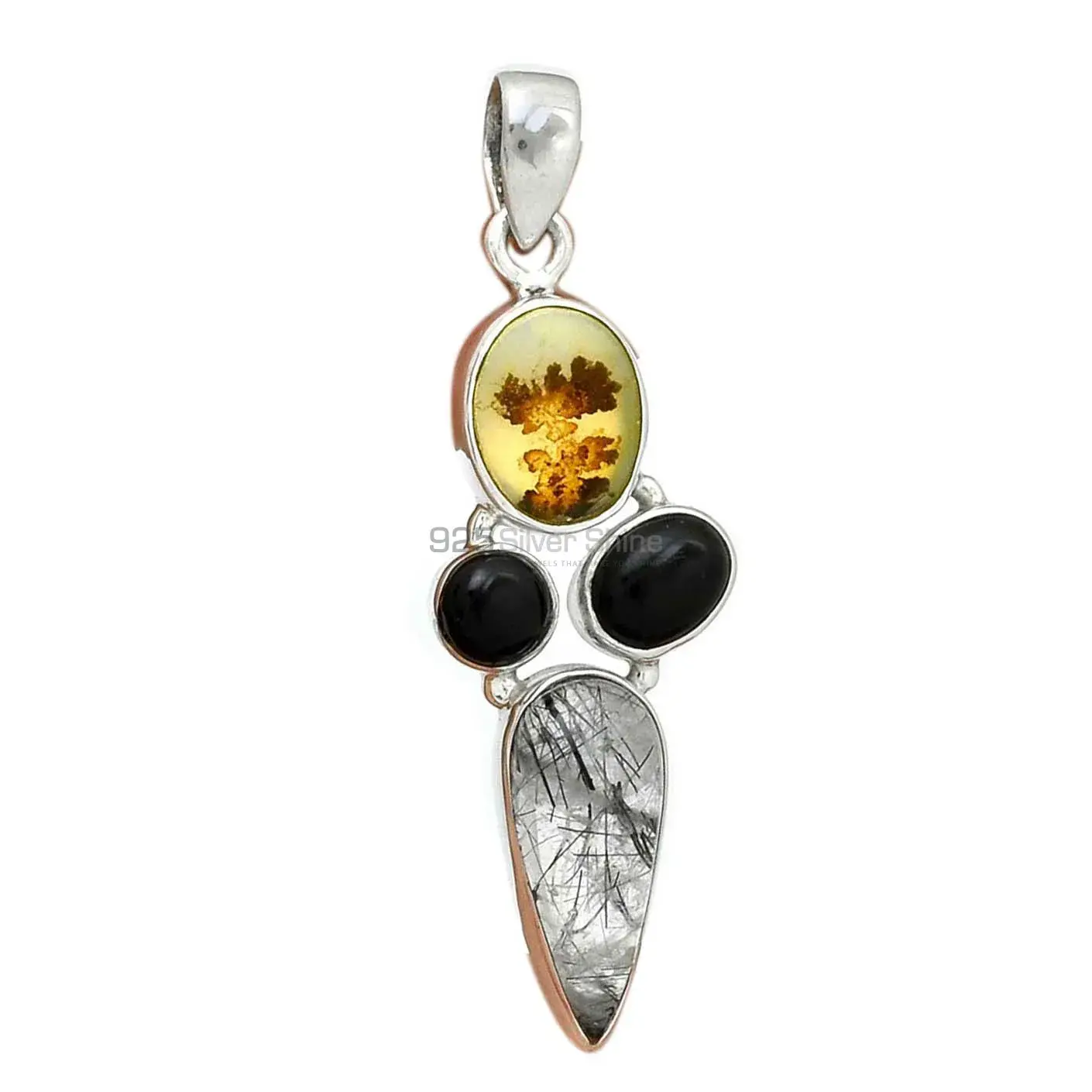 Multi Gemstone Pendants In 925 Fine Silver Jewelry 925SP071-4_2