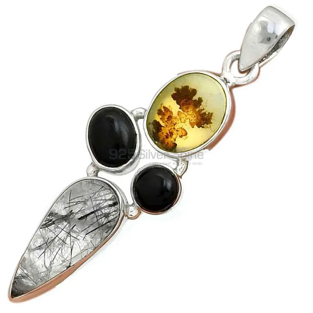 Multi Gemstone Pendants In 925 Fine Silver Jewelry 925SP071-4_3