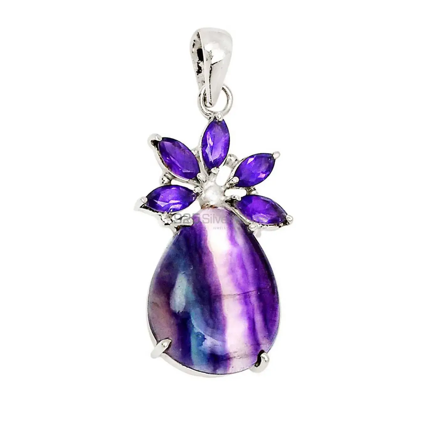 Multi Gemstone Pendants In Fine Sterling Silver Jewelry 925SP13-3_1