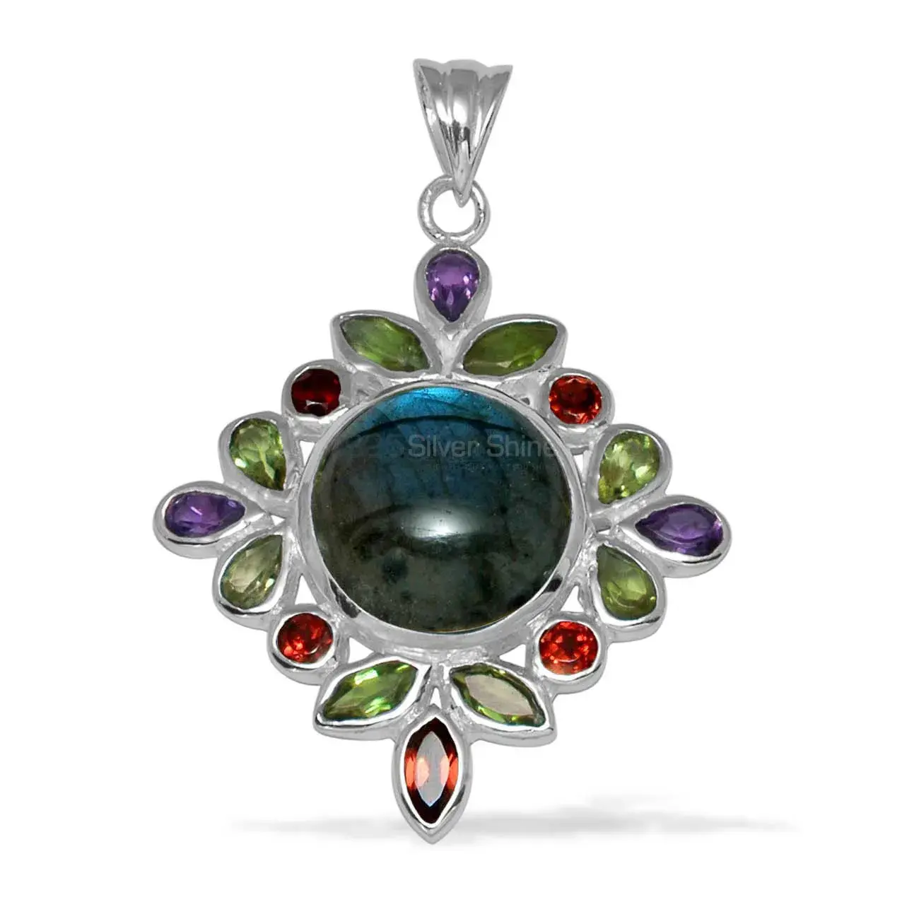 Top Quality Multi Gemstone Pendants Wholesaler In Fine Sterling Silver Jewelry 925SP1448