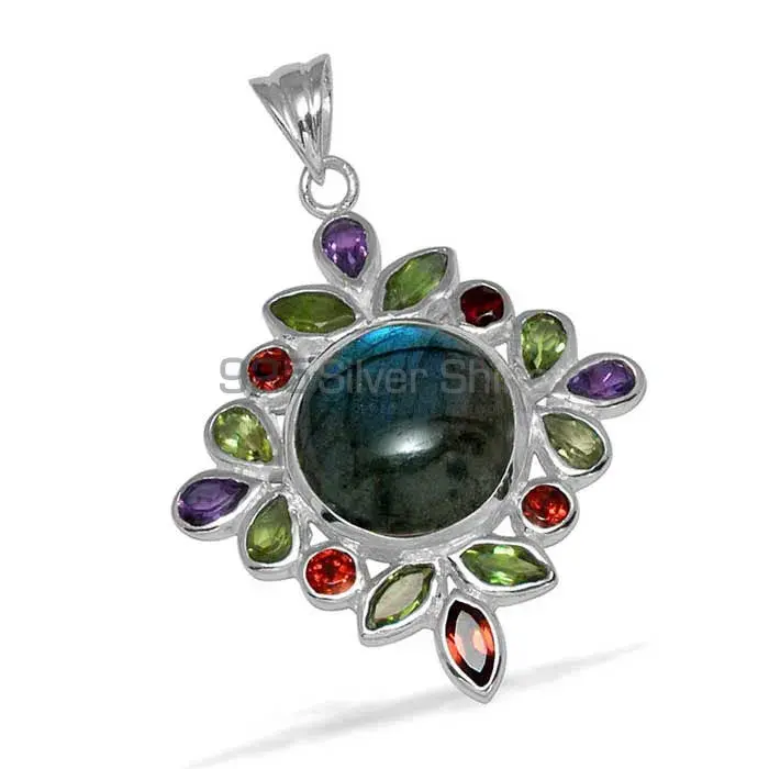Multi Gemstone Pendants In Fine Sterling Silver Jewelry 925SP1448_0