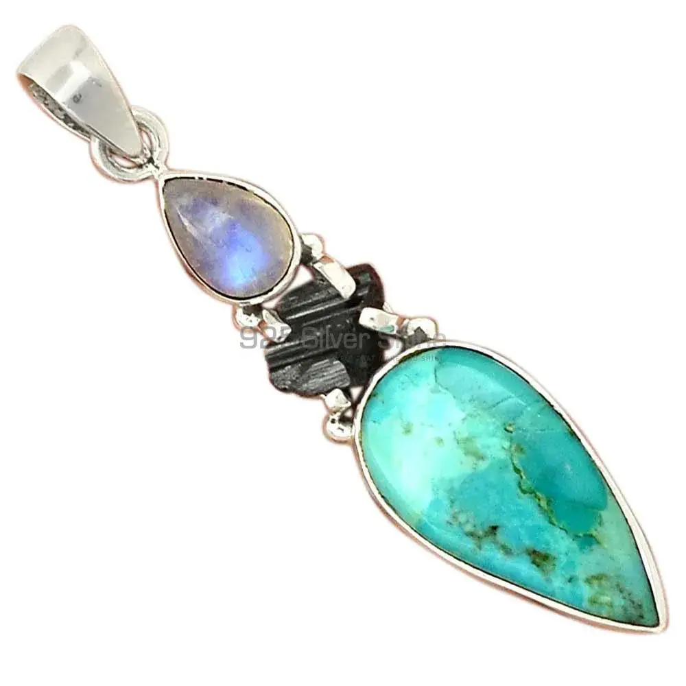Multi Gemstone Pendants In Fine Sterling Silver Jewelry 925SP69-2