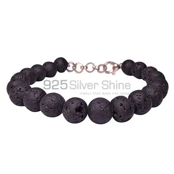 Top Quality Natural Lava Gemstone Beads Bracelets 925BB175