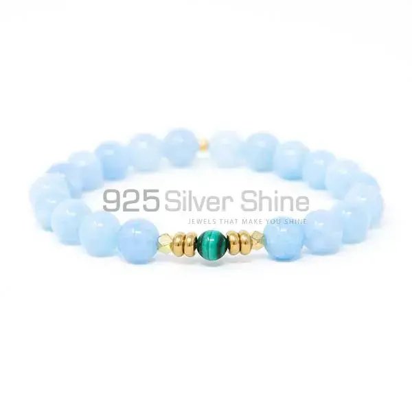 Top Quality Natural Loose Aquamarine-Beadschite Gemstone Beads Bracelets 925BB122
