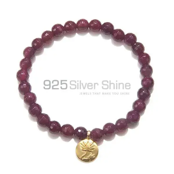 Top Quality Natural Loose Ruby Gemstone Beads Bracelets 925BB209