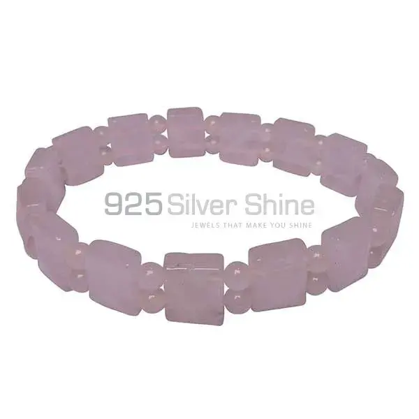 Top Quality Natural Rose Quartz Gemstone Beads Bracelets 925BB205