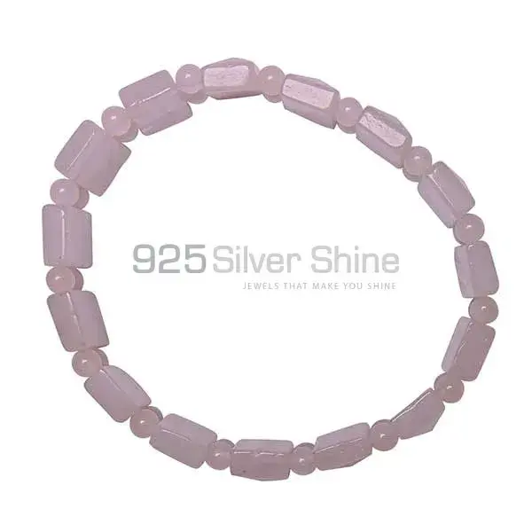 Top Quality Natural Rose Quartz Gemstone Beads Bracelets 925BB205_0