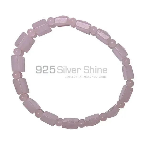 Natural Rose Quartz Gemstone Beads Bracelets 925BB205_0
