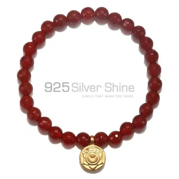 Top Quality Natural Dyed Ruby Gemstone Beads Bracelets 925BB210