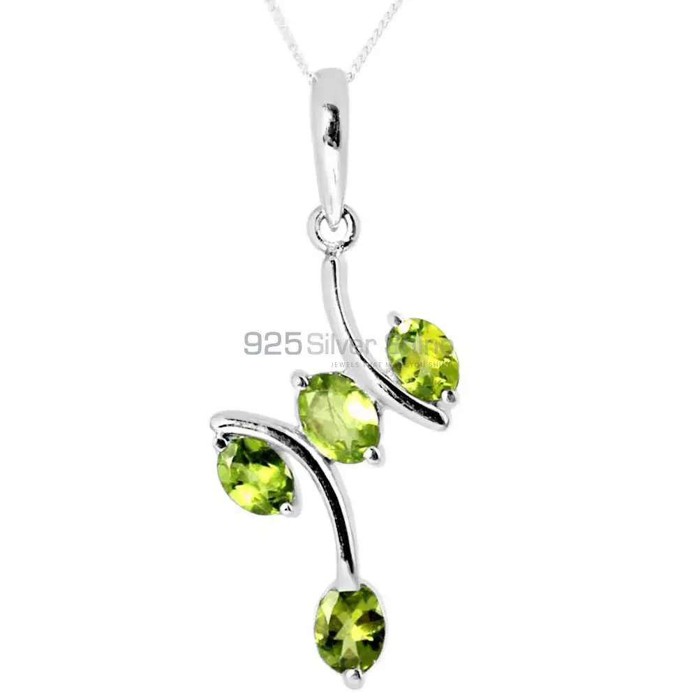 Top Quality Peridot Gemstone Pendants Exporters In 925 Solid Silver Jewelry 925SP243-6