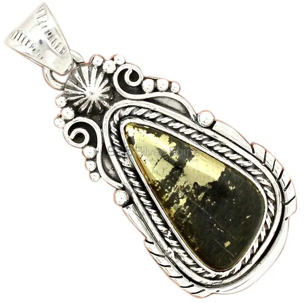 Top Quality Pyrite Magnetite Gemstone Pendants Suppliers In 925 Fine Silver Jewelry 925SP43-2
